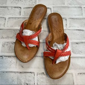 Born Braided Leather Strap Flip Flop Sandals Size 11 Peach Color #CL143